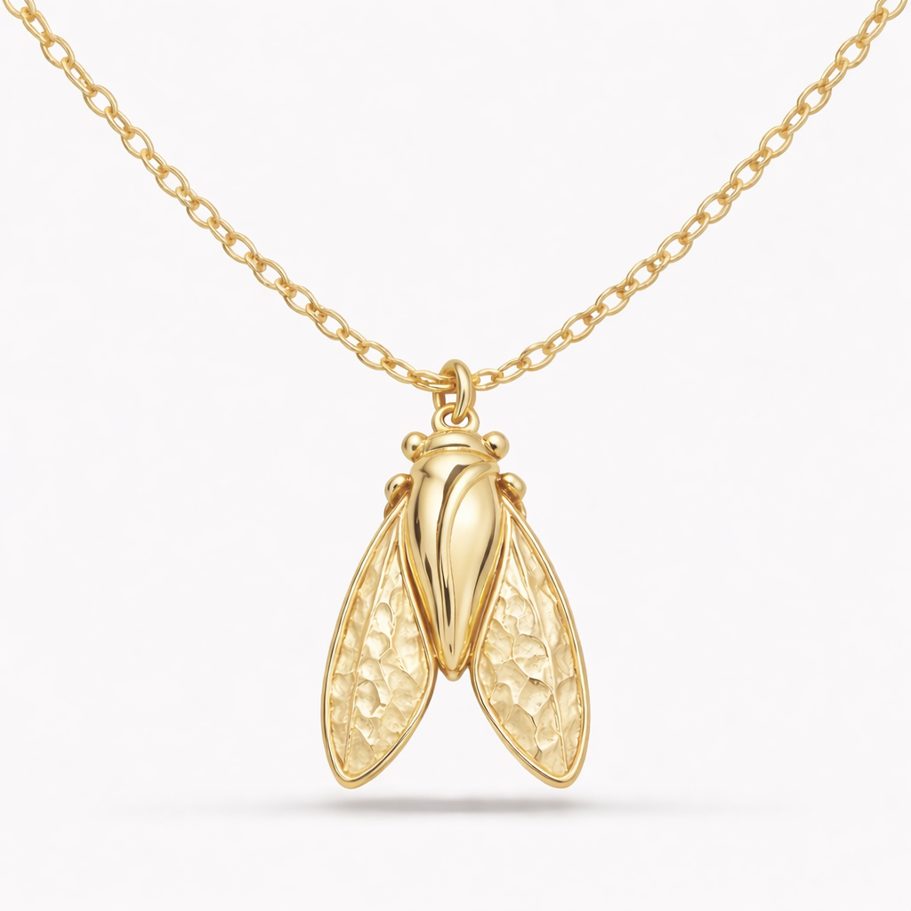 Collier pendentif cigale, or